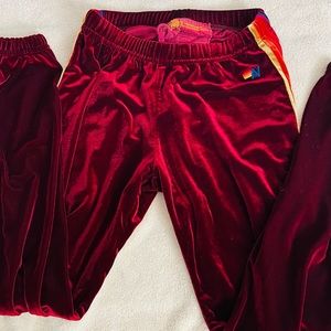 Aviator nation velour red burgundy small joggers women